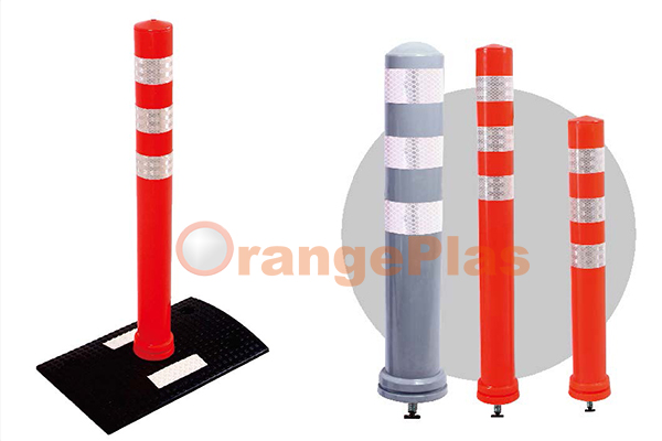 OrangePlas Reflective isolation strip + Detachable Traffic Post (2)